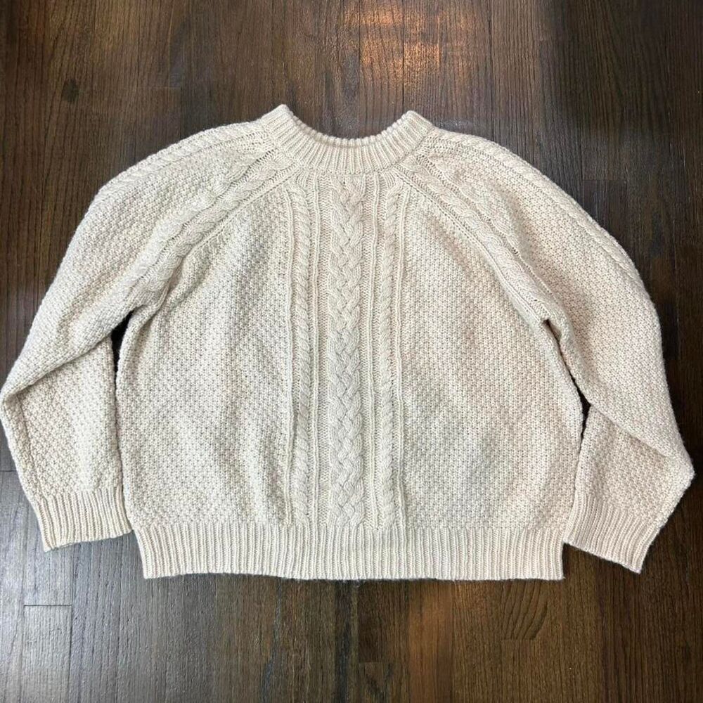 Velvet by Jenny Graham Cream cable knit sweater wool blend Size XS